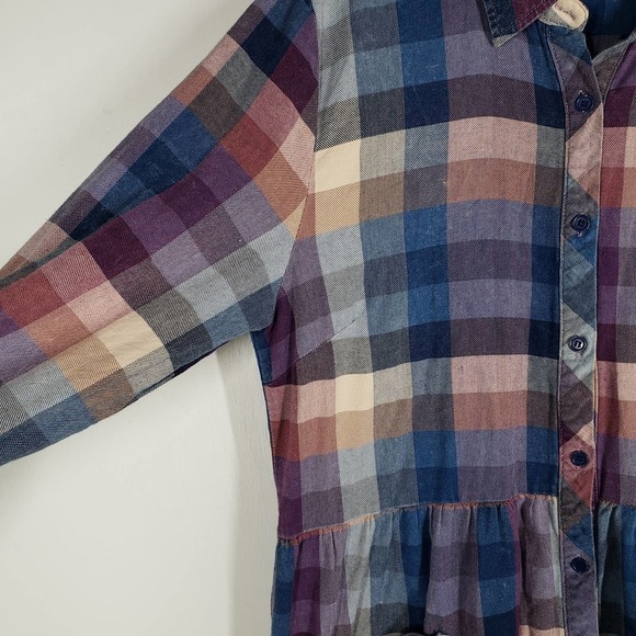 Serengeti Pastel Check Maxi Dress XL Button Front Cottage Core Prairie - Picture 2 of 14